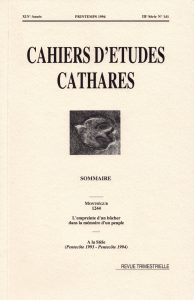 cahier d'études cathares.O.Cébe.1994